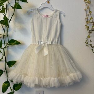 Popatu White and Gold Tulle Dress Size 4T